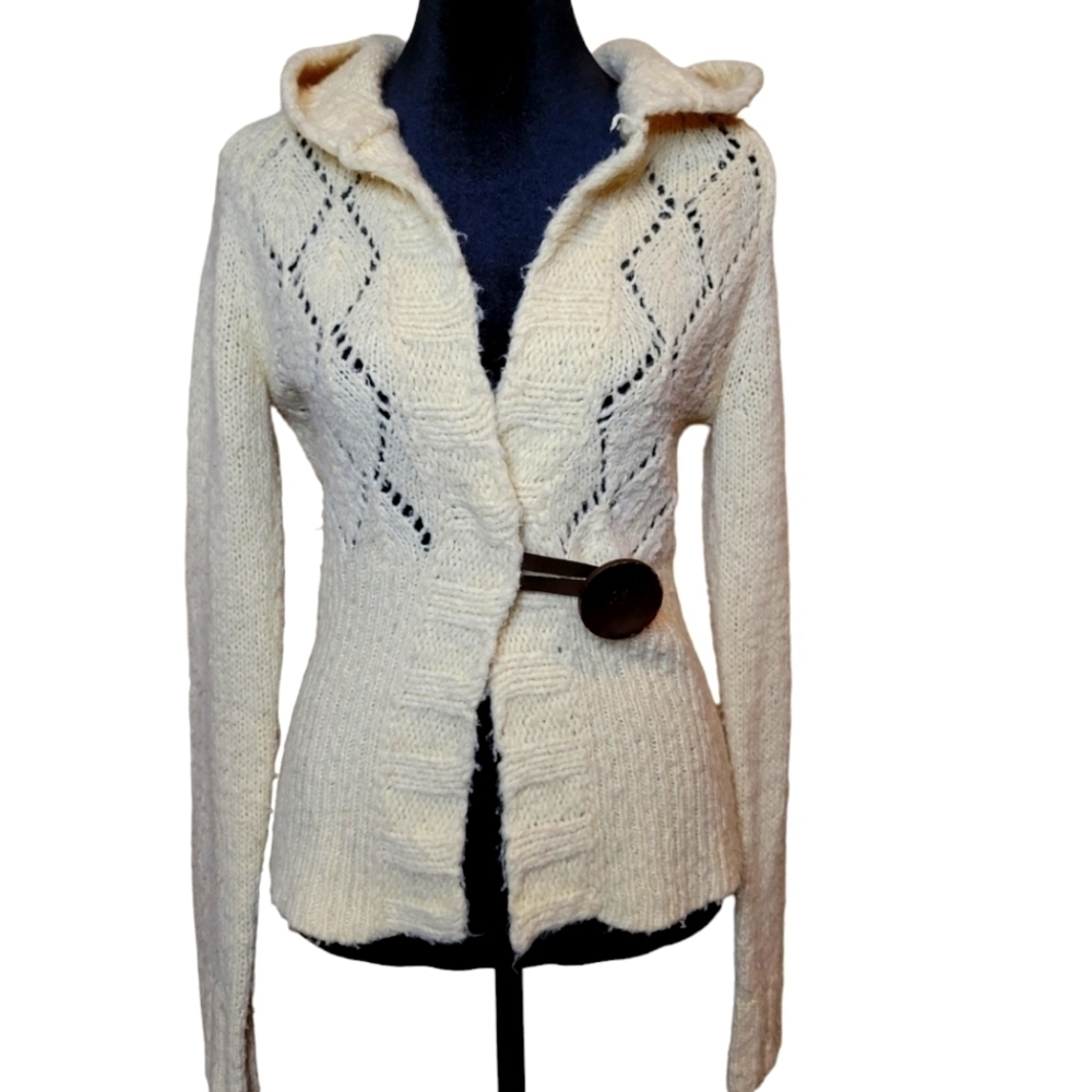 Free People cream button front sweater